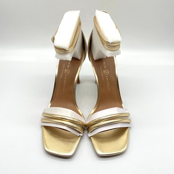 Chinese Laundry Womens Size 9.5 Jasmine Metallic Gold Heels Dress Sandals Shoes - Picture 2 of 16